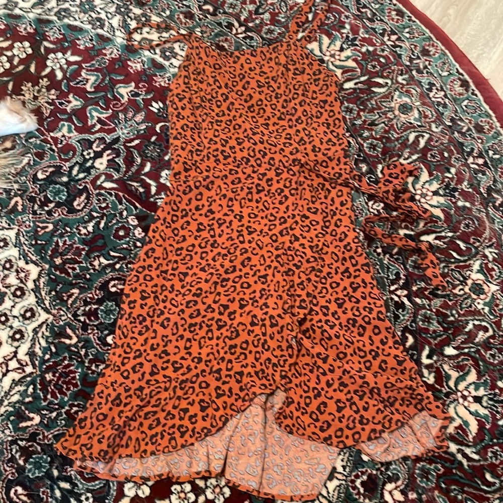 Animal Print Dress w/ slit & ties